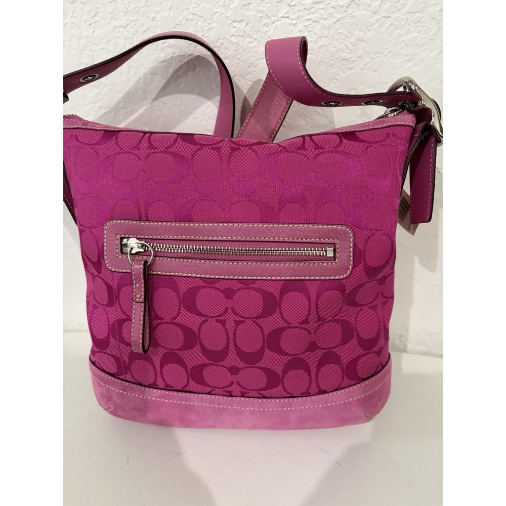 Coach Signature C Hot Pink Hobo Shoulder Bag Purse Vintage Y2K # 9362 - Picture 10 of 13